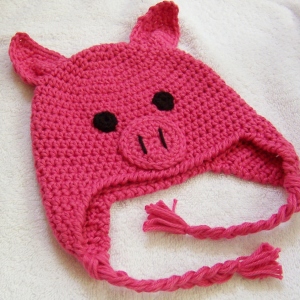 Crocheted Pig Hat pattern Oink! by Darleen Hopkins