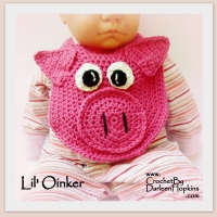 Pig Drool Bib by Darleen Hopkins https://crochetbydarleenhopkins.com/patterns/bib-pig/