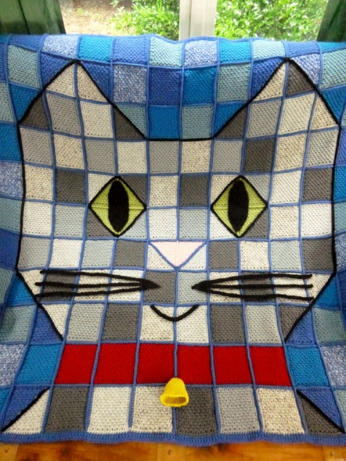 Cat Throw Blanket Crochet Pattern by Darleen Hopkins http://www.ravelry.com/patterns/library/patchwork-baby-kitty-throw-blanket-crochet