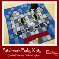 PatchworkKitty Throw Blanket by Darleen Hopkins https://crochetbydarleenhopkins.com/patterns/blanket-throw-baby-kitty-patchwork/