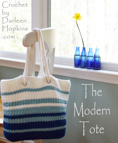 Crochet pattern for a tote bag. The Modern Tote by Darleen Hopkins #CbyDH
