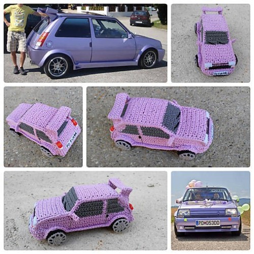 Crocheted car from a photo