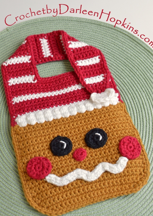 Gingerbread Baby Bib crochet pattern by Darleen Hopkins #CbyDH