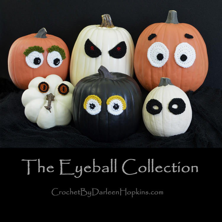 a collection of crocheted eyeball designs