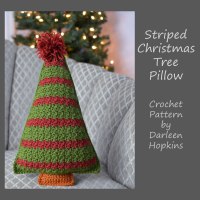 Crocheted Striped Christmas Tree Pillow pattern by Darleen Hopkins